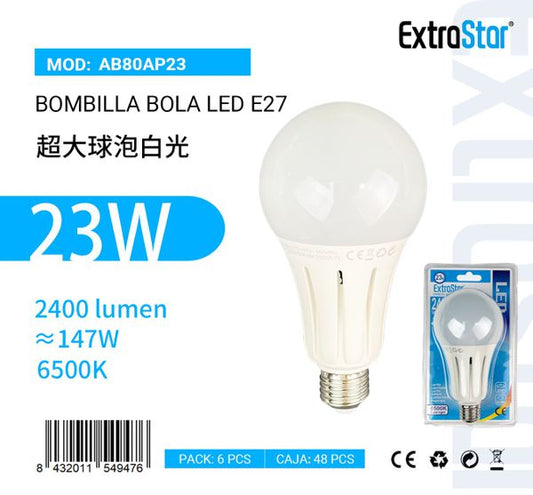 LÂMPADA BOLA LED E2723W 16080MM 6500K LUZ DIA 23W LED