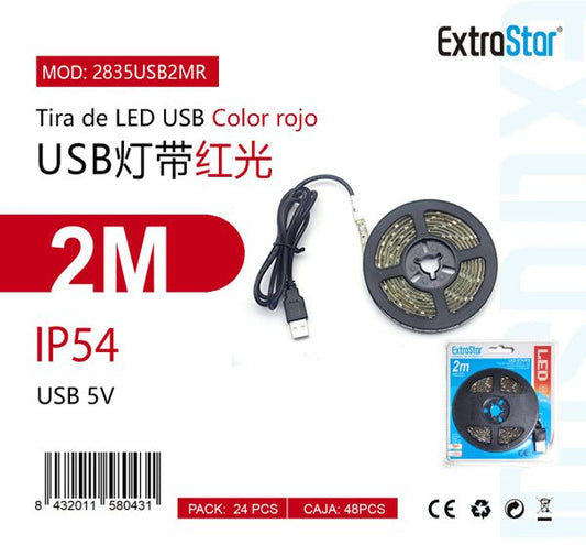 TIRA DE LED ROJO COM USB 2M 60LED USB  2