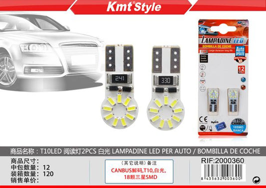 Lampadas de LED para Carro 2pcs T10