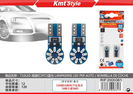 Lampadas de LED para Carro 2pcs T10