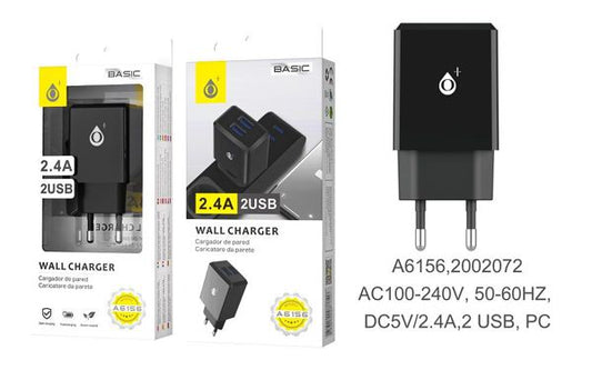 Carregador 2 Entrada USB A6156 Preto