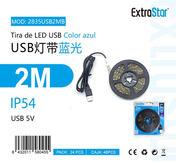 TIRA DE LED AZUL COM USB 2M 60LED LED  2