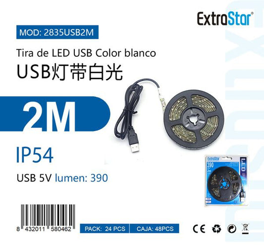 TIRA DE LED 6500K COM USB 2M 60LED USB  2