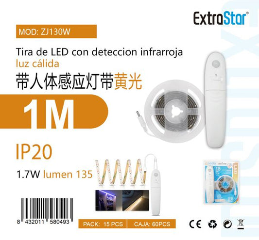 TIRA LED COM SENSOR INFRAROJO 1M 1.7W 3000K   1
