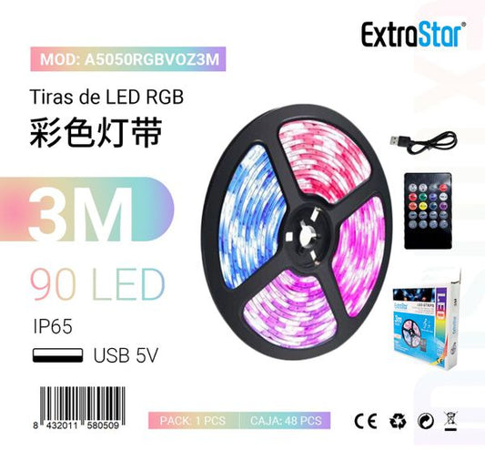 TIRA DE LED USB 5V 3M 90 LED IP65 LED USB 18W 3 90LED
