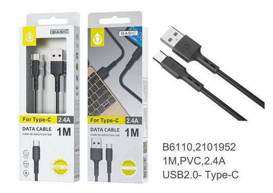 Cabo de carregamento Type-C B6110 Preto