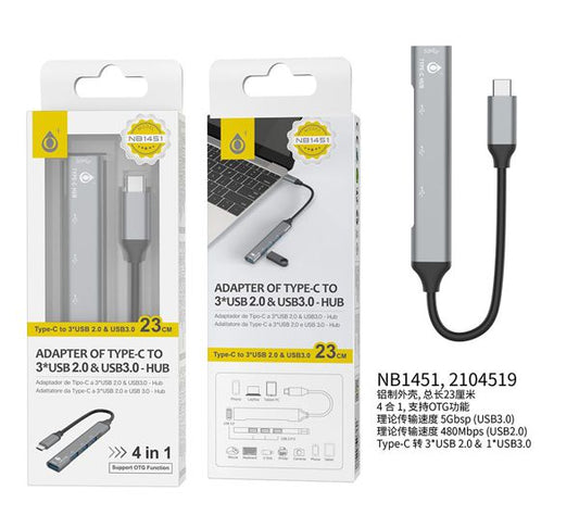 cabo de hub OTG tipo C multifuncional NB1451