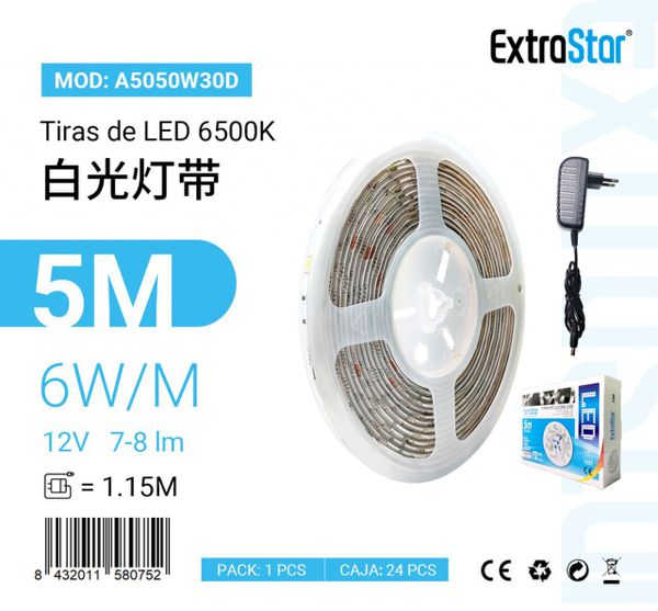 TIRAS DE LED 5M 150LED 6500K LED  5