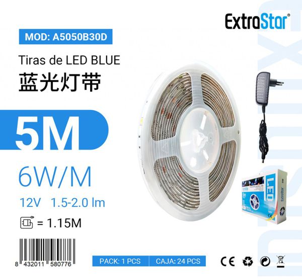 TIRAS DE LED 5M 150LED BLUE LED  5