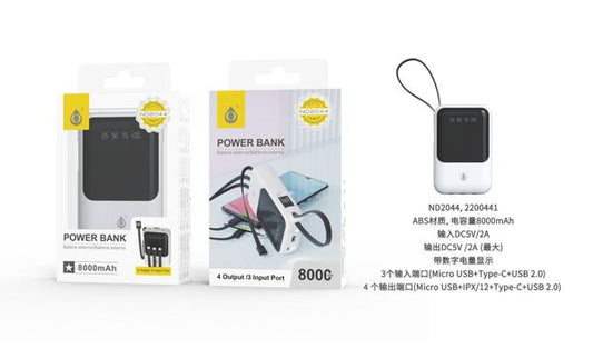 Powerbank Portátil 8000mAh Branco