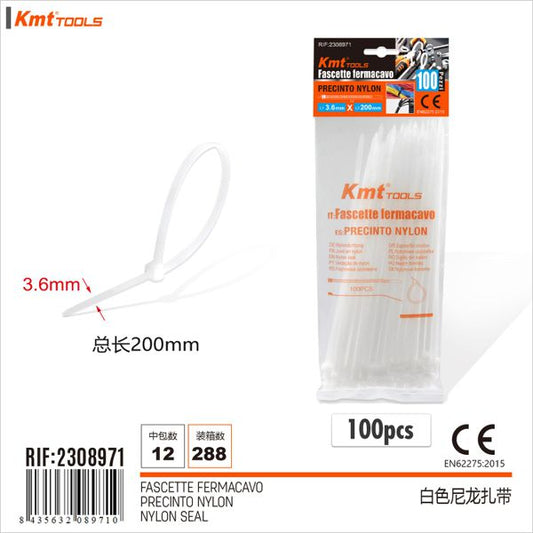 Abracadeira De Nylon Branco 3.6*200mm 100pcs