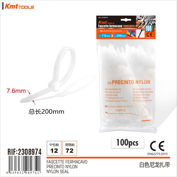 Abracadeira De Nylon Branco 7.6*200mm 100pcs