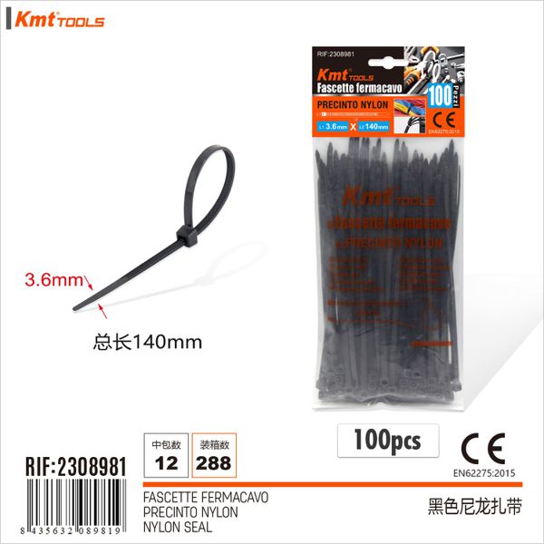 Abracadeira De Nylon Preto 3.6*140mm 100pcs