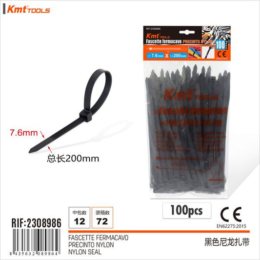 Abracadeira De Nylon Preto 7.6*200mm 100pcs