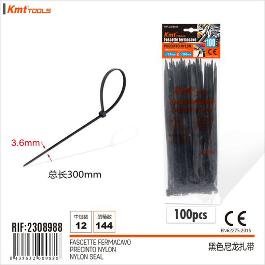 Abracadeira De Nylon Preto 3.6*300mm 100pcs
