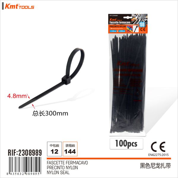 Abracadeira De Nylon Preto 4.8*300mm 100pcs
