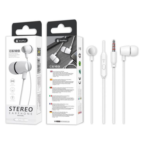 Auriculares com Microfone C6189 Branco