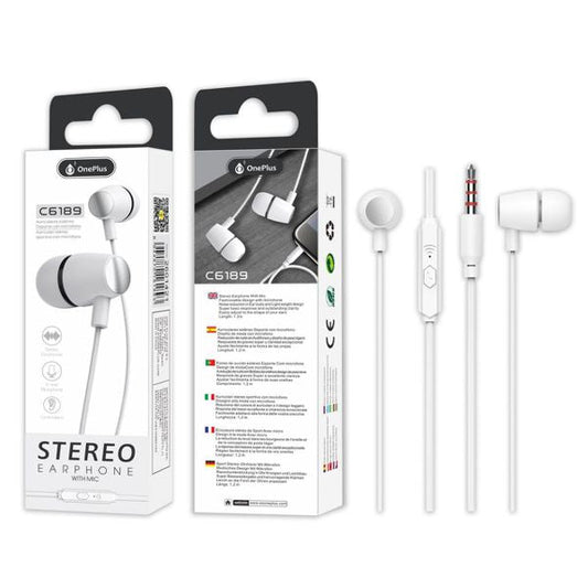 Auriculares com Microfone C6189 Branco