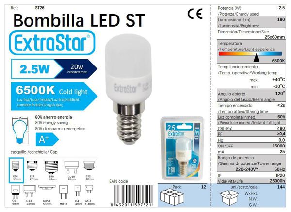 LÂMPADA DIRETIVO LED 5925MM E142.5W 6500K   2.5W