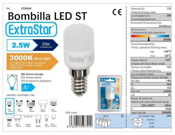 LÂMPADA DIRETIVO LED 5925MM E142.5W 3000K   2.5W