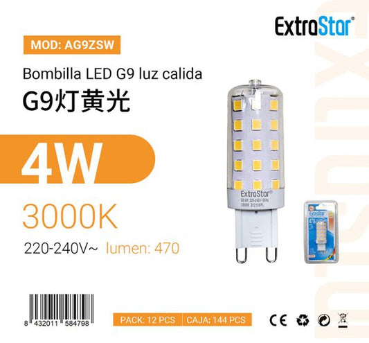 LÂMPADA LED G9 PLANO 4W 470LM 3000K LUZ QUENTE LED G9 4W 58MM18MM
