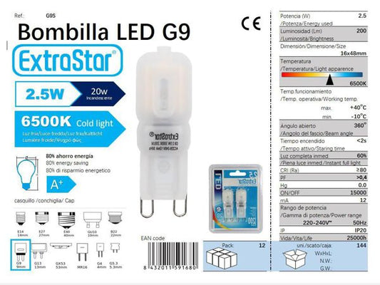 LÂMPADA LED G9 3W PACK2 300o LUZ DIA CJ144 LED G9  2.5W