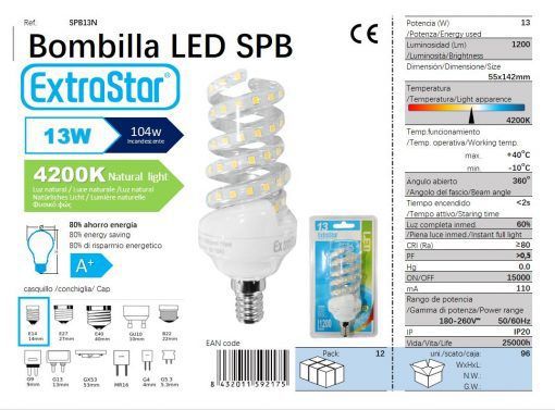 LÂMPADA LED ESPIRAL E14 13W 4200K CJ96 LED  13W