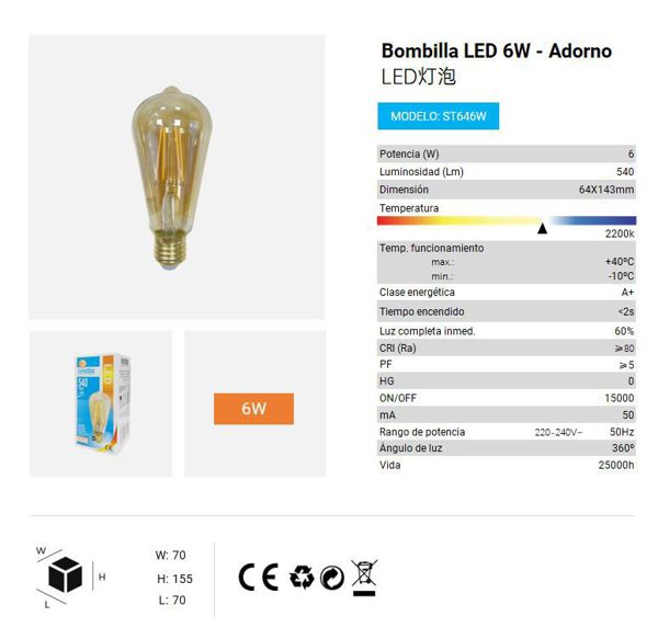 LÂMPADA LED ADORNO E276W 2200K CJ48 LED  6W