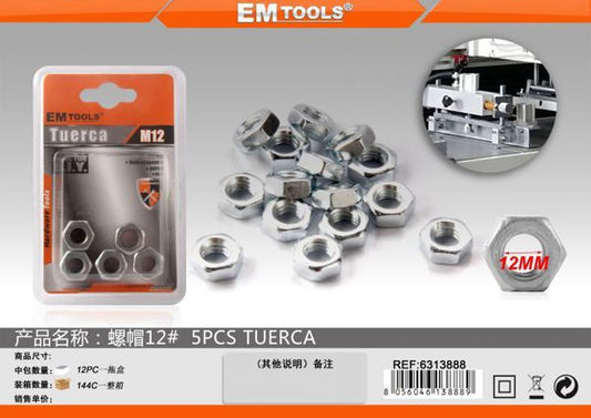 Porca De Parafuso 12mm 5pcs