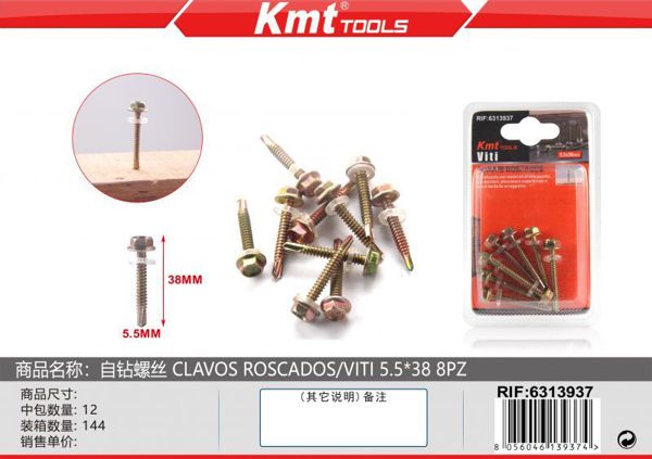 Parafusos Auto-Roscados 5.5*38 8pcs