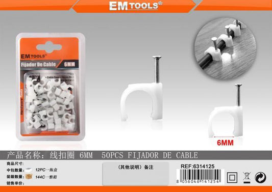 Fixador De Cabos 6mm 50pcs