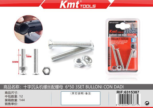 Parafuso Com Porca 6*50 3sets