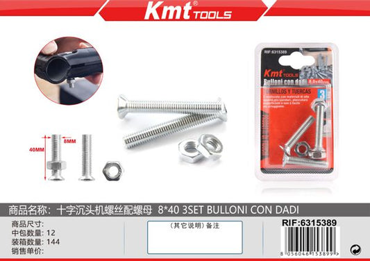 Parafuso Com Porca 8*40 3sets