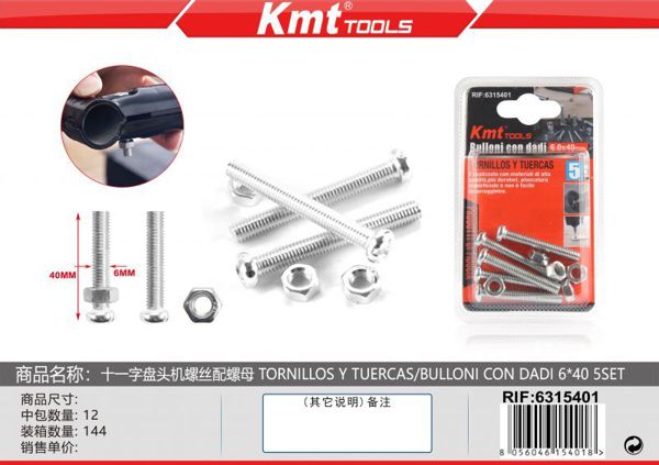 Parafuso Com Porca 6*40 5sets