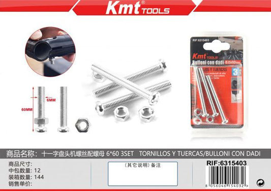 Parafuso Com Porca 6*60 3sets