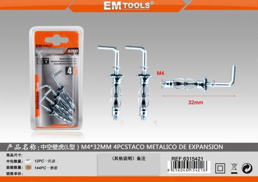 Bucha Metalico Com L M4*32mm 4pcs