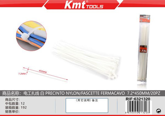 Abracadeiras Branco 7.2*450mm/20pcs