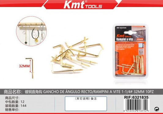 Gancho Em L 1-1/4 32mm 10pcs