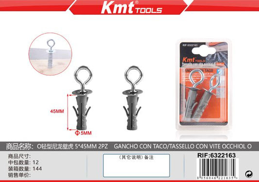 Gancho Fechado C/Bucha 5*45mm 2pcs