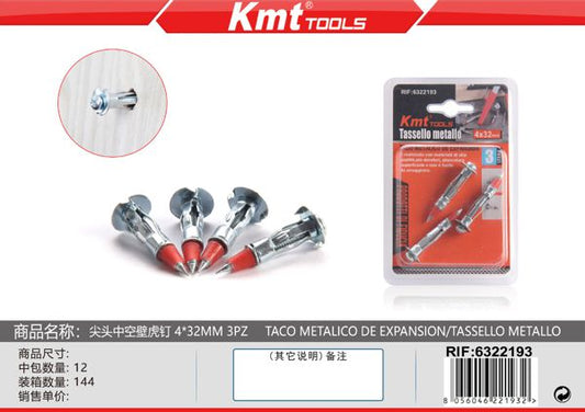 Bucha Metalico Com Parafuso 4*32mm 3pcs