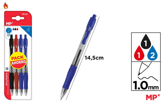 CANETAS PONTA 1.0MM 4UDS