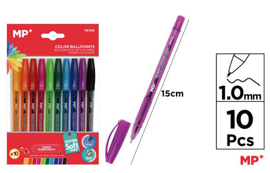 CANETA 1.0MM 10 COR ESCRITURA SUAVE