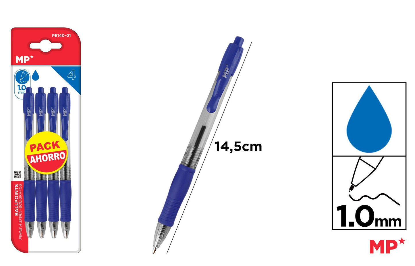 CANETAS PONTA 1.0MM 4UDS