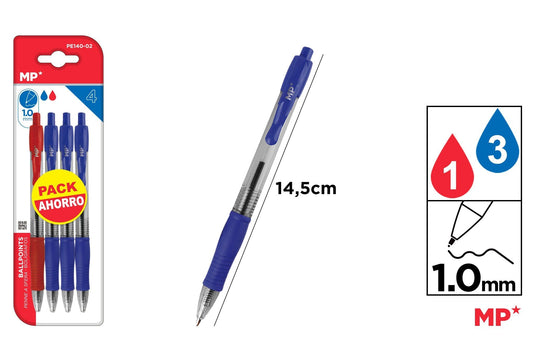 CANETAS PONTA 1.0MM 4UDS