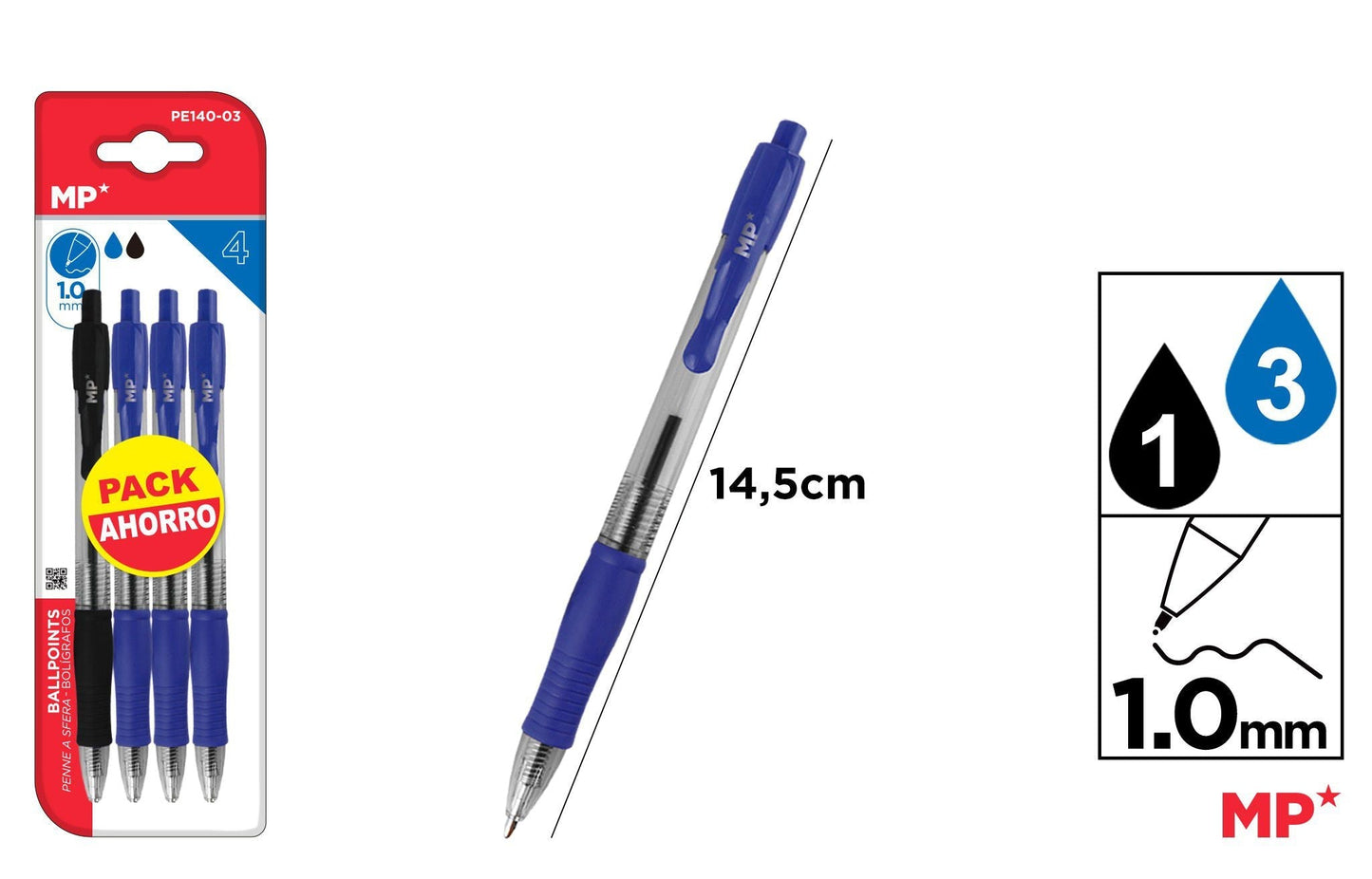 CANETAS PONTA 1.0MM 4UDS