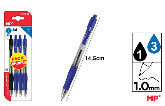 CANETAS PONTA 1.0MM 4UDS