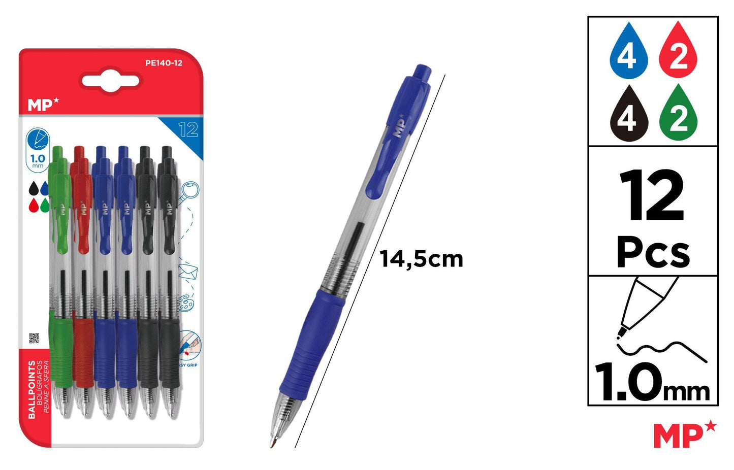 CANETAS PONTA 1.0MM 12UDS