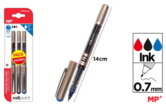 CANETA G7 TINTA LIQUIDA PONTA BALL 3UDS