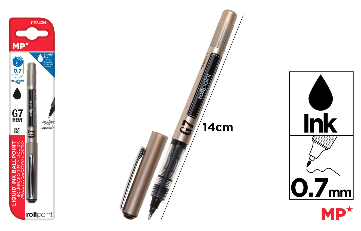 CANETA G7 TINTA LIQUIDA PONTA BALL NEGRO