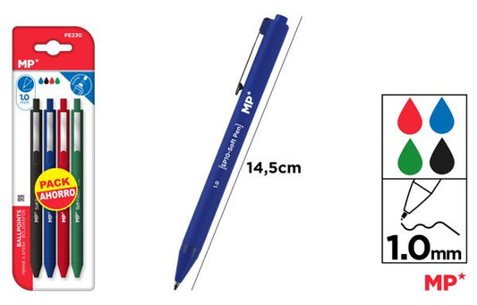 CANETA TEXTURA SUAVE 1.0MM 4UDS